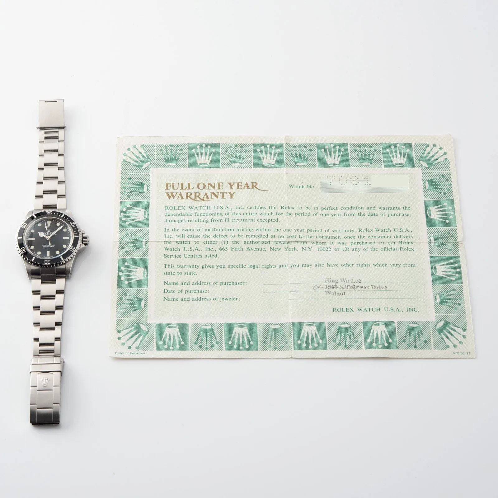 Rolex 5513 Submariner Mk5 Maxi Dial Full Set