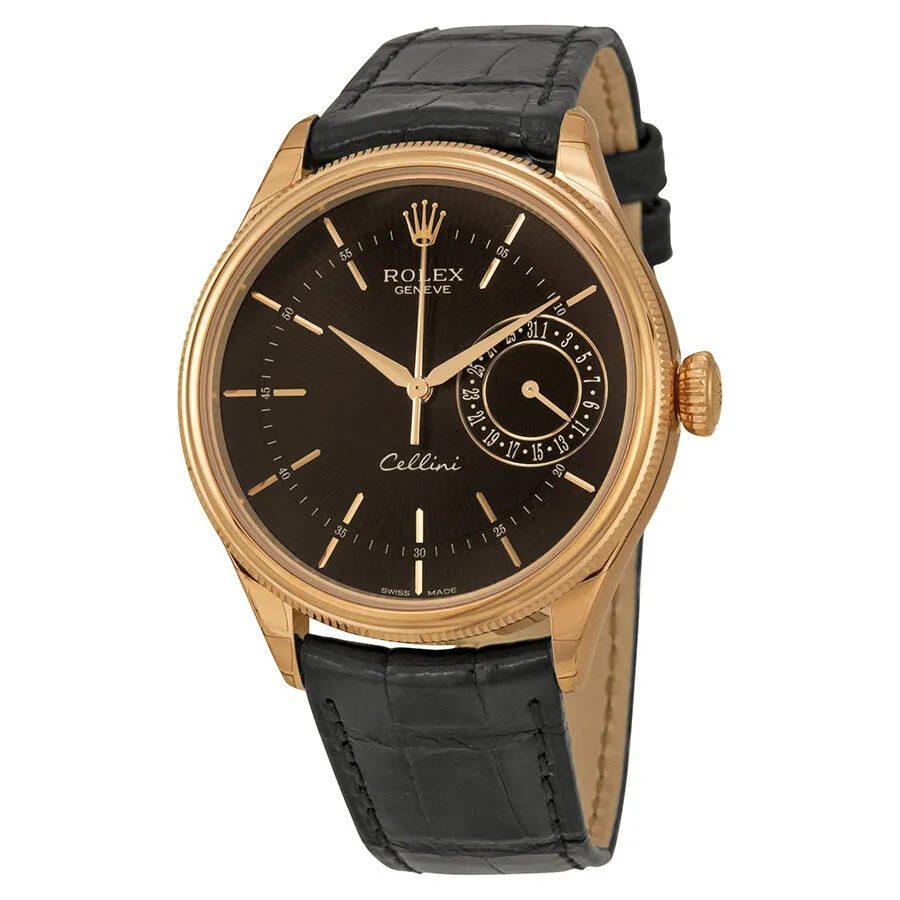 Rolex Cellini Date Black Dial 18kt Everose Gold Men's Watch 50515BKSBKL