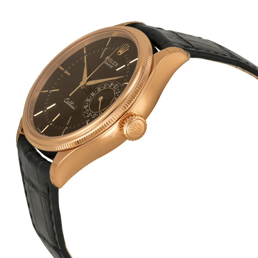 Rolex Cellini Date Black Dial 18kt Everose Gold Men's Watch 50515BKSBKL