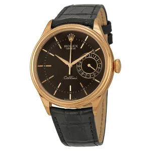 Rolex Cellini Date Black Dial 18kt Everose Gold Men's Watch 50515BKSBKL