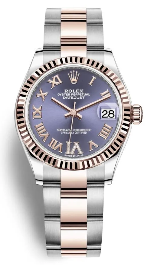 Rolex Datejust 31 Aubergine Diamond Dial Automatic Ladies Steel and 18kt Everose Gold Oyster Watch 278271AURDO