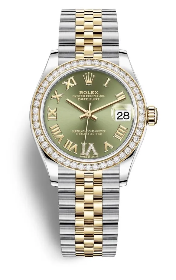 Rolex Datejust 31 Green Diamond Dial Ladies Steel and 18kt Yellow Gold Jubilee Watch 278383GNRDJ