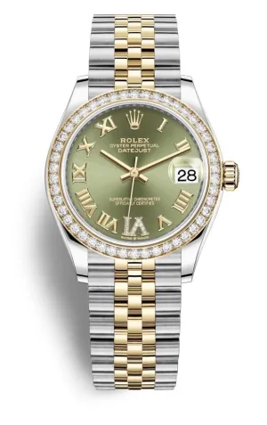 Rolex Datejust 31 Green Diamond Dial Ladies Steel and 18kt Yellow Gold Jubilee Watch 278383GNRDJ