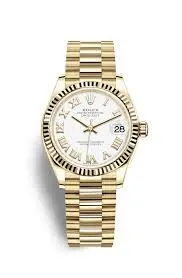 Rolex Datejust 31 White Dial Automatic Ladies 18kt Yellow Gold President Watch 278278WRP