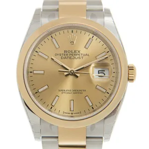 Rolex Datejust 36 Automatic Champagne Dial Men's Steel and 18K Yellow Gold Oyster Watch 126203CSO