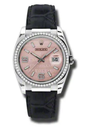 Rolex Datejust Pink Wave Dial Diamond Automatic Ladies Watch 116189PWDAL