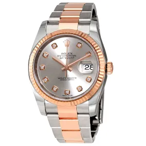 Rolex Datejust Silver Dial Diamond Steel and 18K Everose Gold Men's Watch 116231SDO