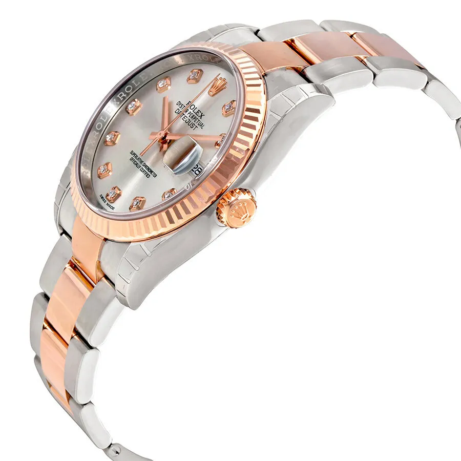 Rolex Datejust Silver Dial Diamond Steel and 18K Everose Gold Men's Watch 116231SDO