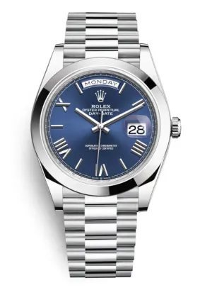 Rolex Day Date 40 Blue Dial Automatic Men's Platinum President Watch 228206BLSRP