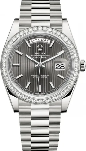 Rolex Day Date 40 Dark Rhodium Dial Automatic Men's 18kt White Gold Watch 228349DRSP