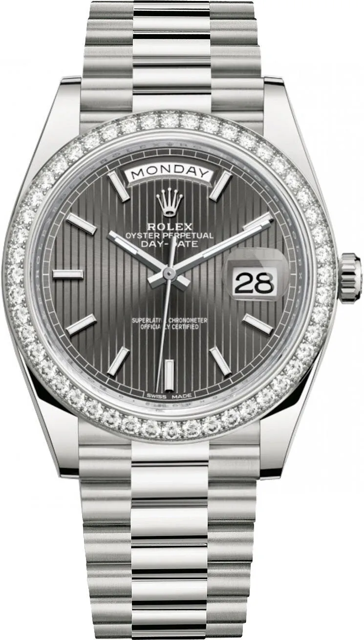 Rolex Day Date 40 Dark Rhodium Dial Automatic Men's 18kt White Gold Watch 228349DRSP