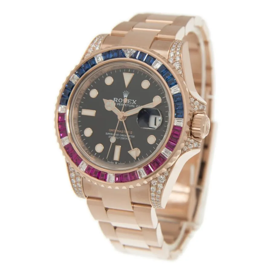 Rolex GMT-MASTER II Automatic Chronometer Diamond Black Dial Watch 126755SARU