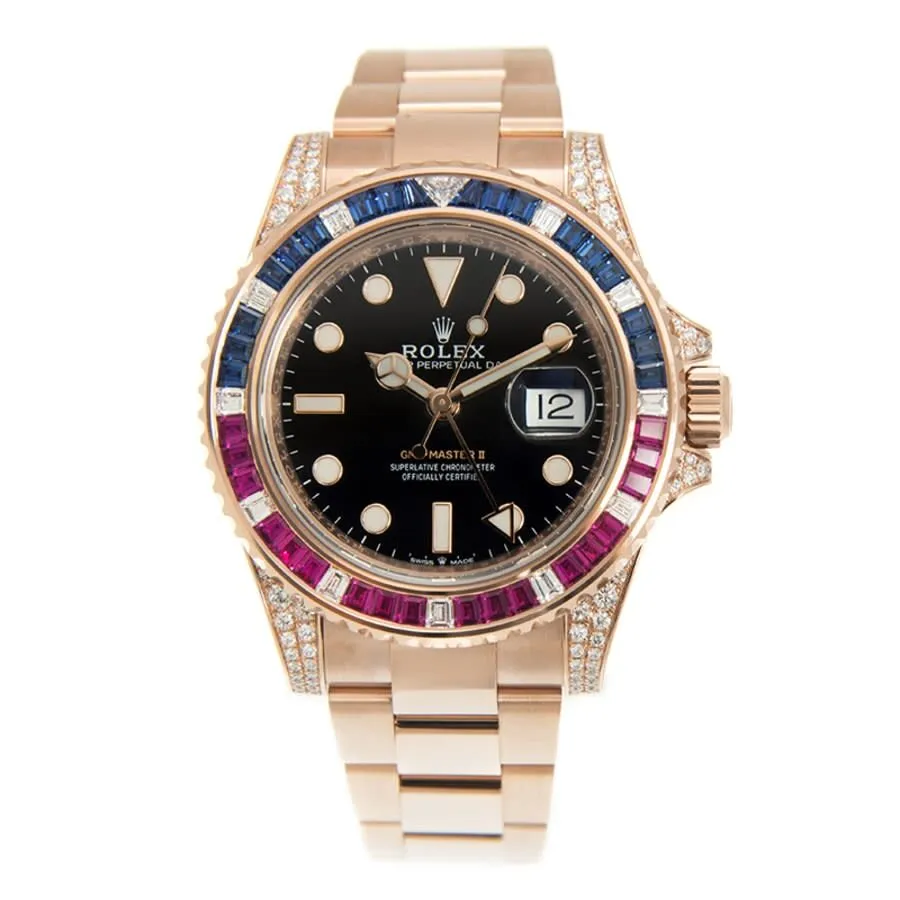 Rolex GMT-MASTER II Automatic Chronometer Diamond Black Dial Watch 126755SARU
