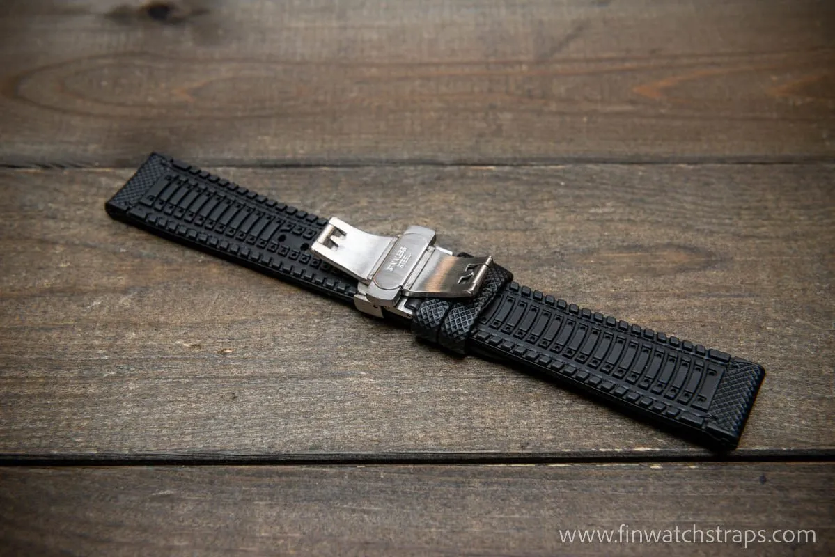 Sailcloth waterproof hybrid fluororubber (FKM) watch strap, premium quality, for sports, divers watches, width: 20, 22 mm.