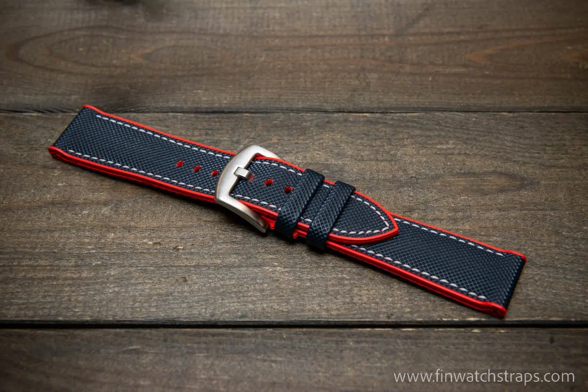 Sailcloth waterproof hybrid fluororubber (FKM) watch strap, premium quality, for sports, divers watches, width: 20, 22 mm.