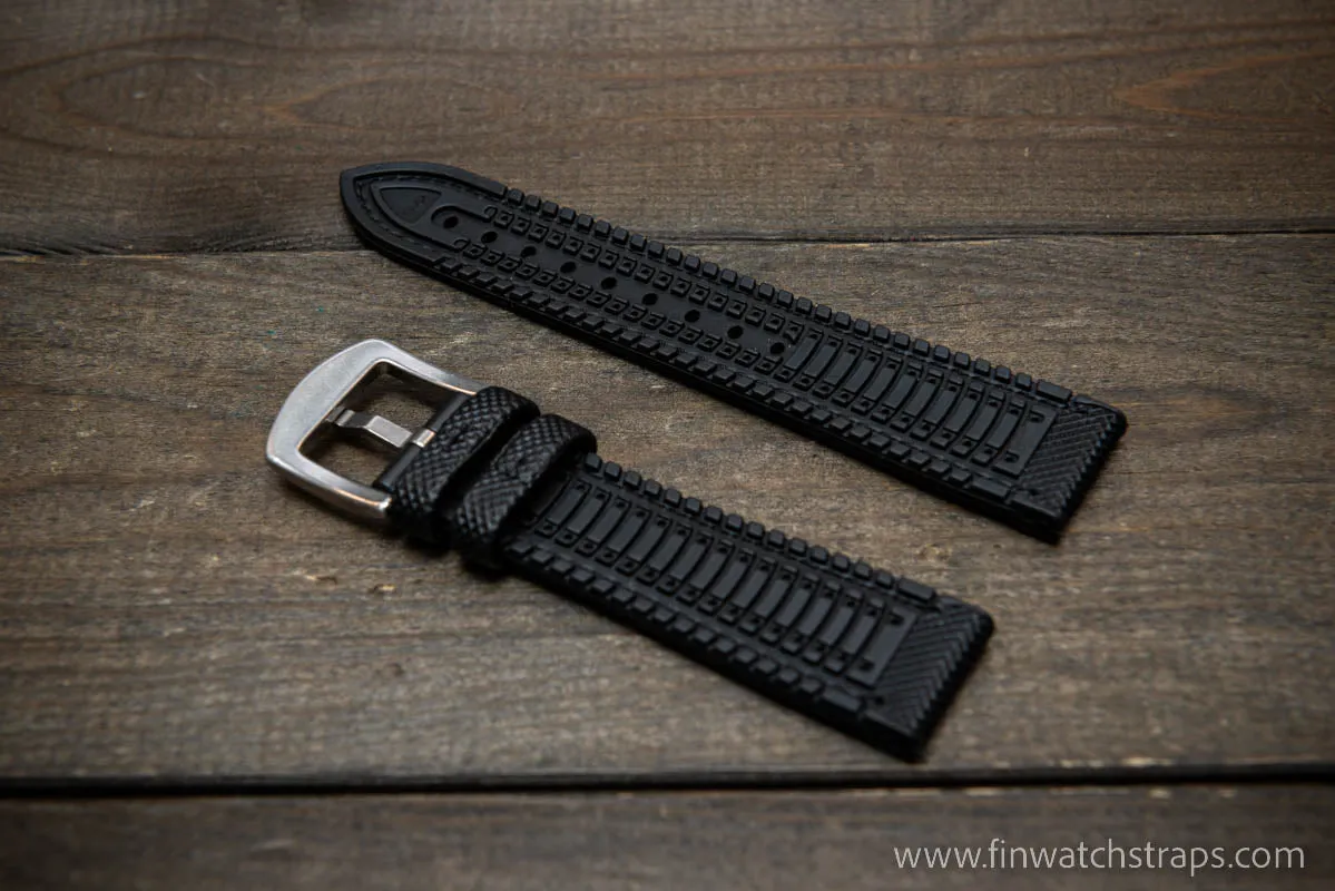 Sailcloth waterproof hybrid fluororubber (FKM) watch strap, premium quality, for sports, divers watches, width: 20, 22 mm.