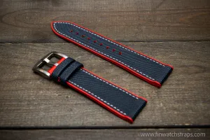 Sailcloth waterproof hybrid fluororubber (FKM) watch strap, premium quality, for sports, divers watches, width: 20, 22 mm.