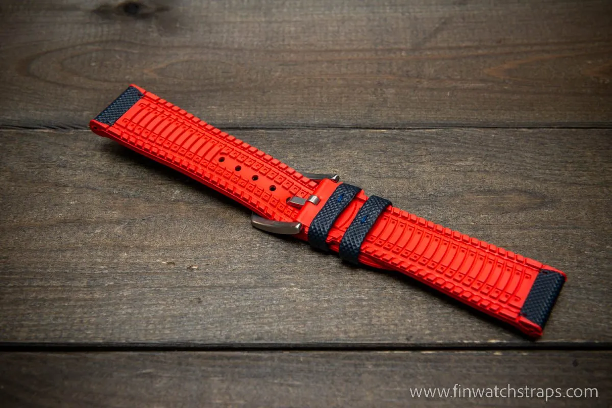 Sailcloth waterproof hybrid fluororubber (FKM) watch strap, premium quality, for sports, divers watches, width: 20, 22 mm.