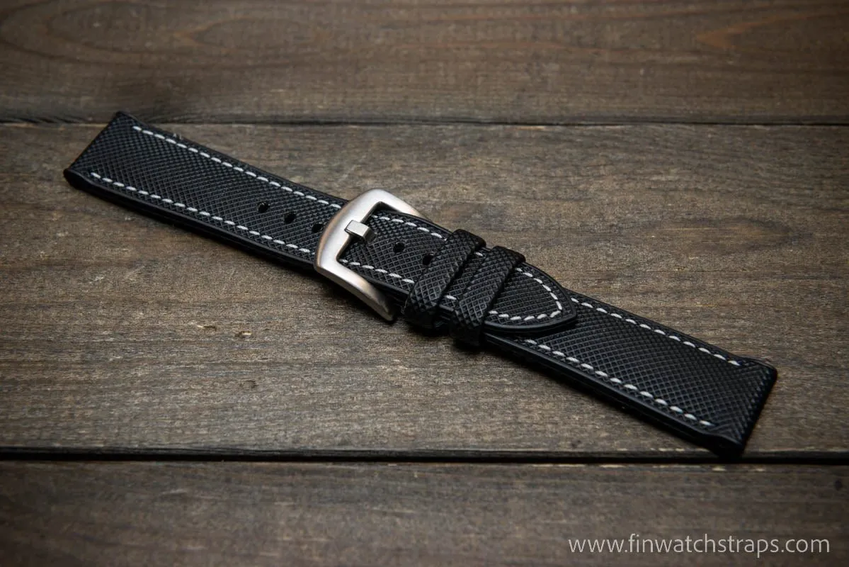 Sailcloth waterproof hybrid fluororubber (FKM) watch strap, premium quality, for sports, divers watches, width: 20, 22 mm.