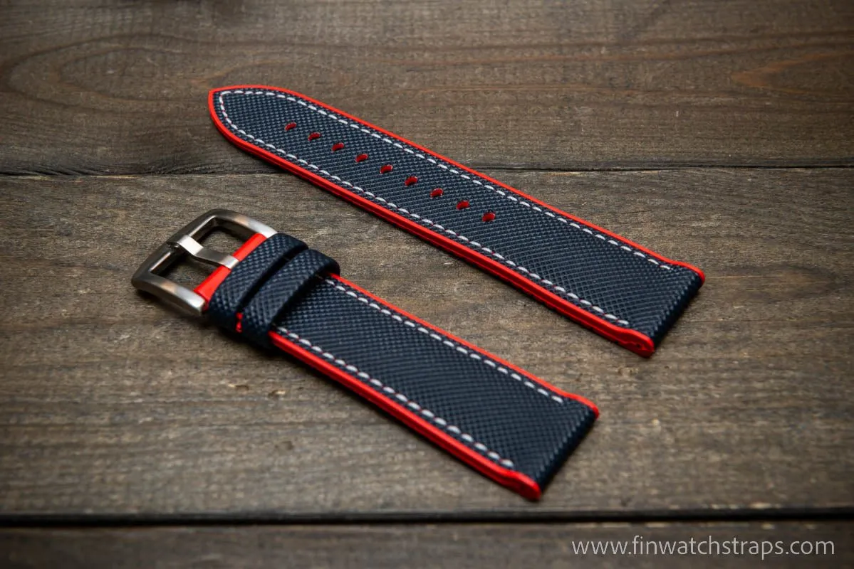 Sailcloth waterproof hybrid fluororubber (FKM) watch strap, premium quality, for sports, divers watches, width: 20, 22 mm.