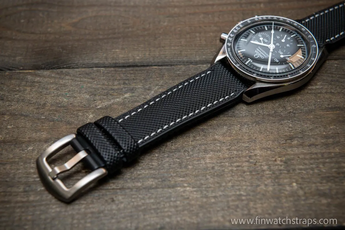 Sailcloth waterproof hybrid fluororubber (FKM) watch strap, premium quality, for sports, divers watches, width: 20, 22 mm.
