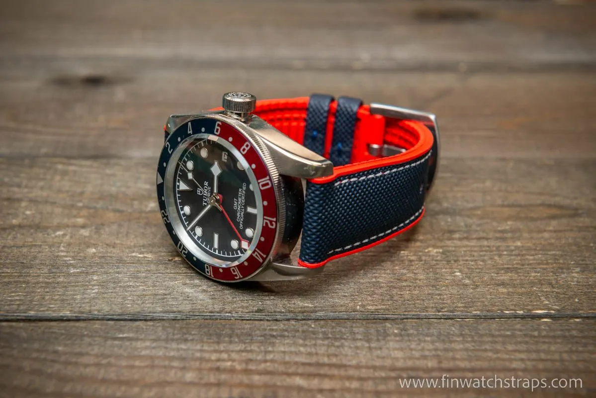 Sailcloth waterproof hybrid fluororubber (FKM) watch strap, premium quality, for sports, divers watches, width: 20, 22 mm.