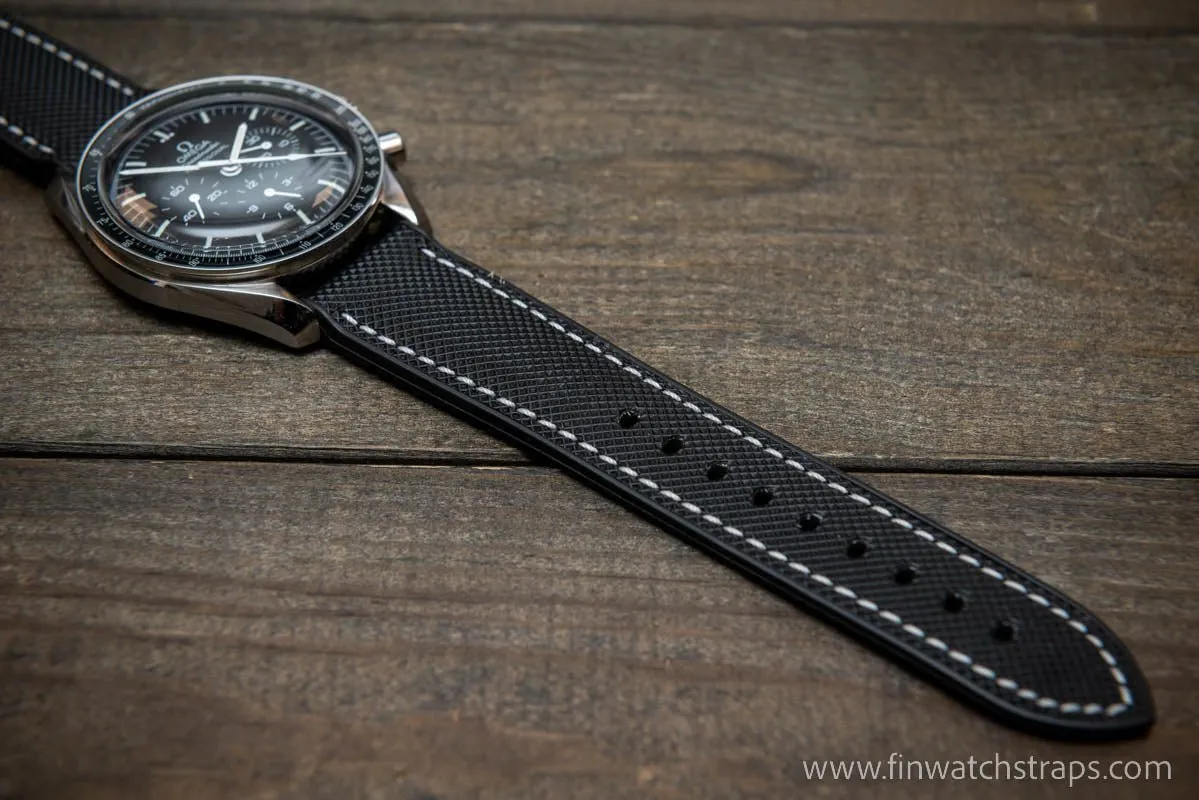 Sailcloth waterproof hybrid fluororubber (FKM) watch strap, premium quality, for sports, divers watches, width: 20, 22 mm.