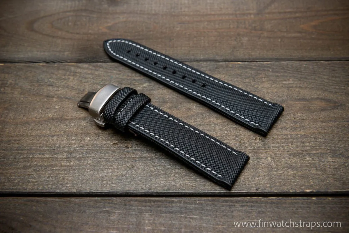 Sailcloth waterproof hybrid fluororubber (FKM) watch strap, premium quality, for sports, divers watches, width: 20, 22 mm.