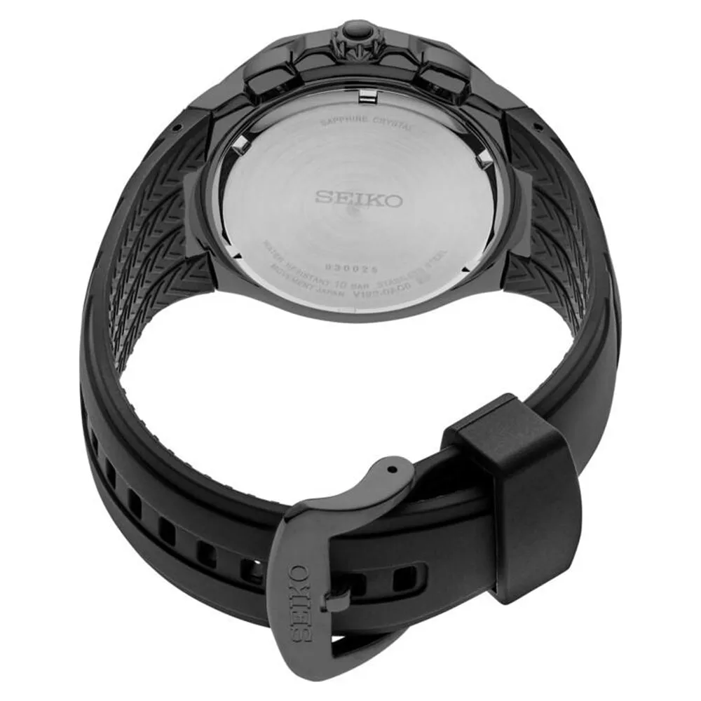 SEIKO Mens Coutura Black Dial Silicone Strap Solar Chronograph Watch - SSC811