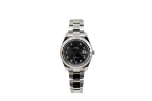 Silver Rolex Oyster Perpetual DD Rolex 41mm Black Dial