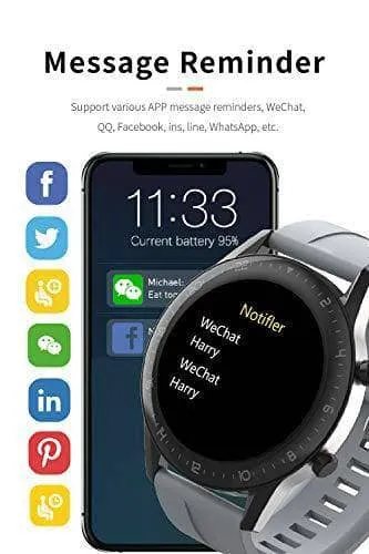 Smart Watch Fitness Tracker Heart Rate Monitor ECG Measurement Body Temperature Blood Pressure Step Calories Counter Sleep Monitor Waterproof for Men Teens include both Leather and Silicon Straps