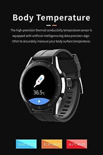 Smart Watch Fitness Tracker Heart Rate Monitor ECG Measurement Body Temperature Blood Pressure Step Calories Counter Sleep Monitor Waterproof for Men Teens include both Leather and Silicon Straps