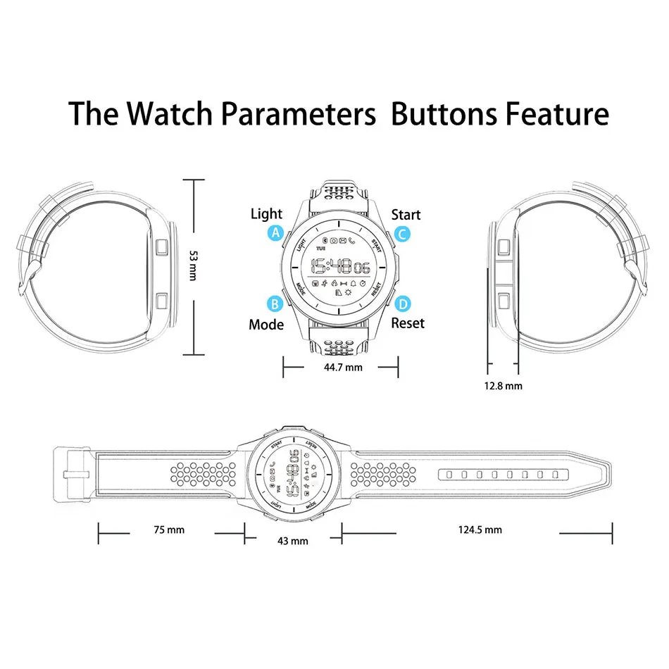 Smart Watch Waterproof B’tooth 4.0. Pedometer Sport Fitness Sports Tracker B’tooth Push iOS/Android/Android