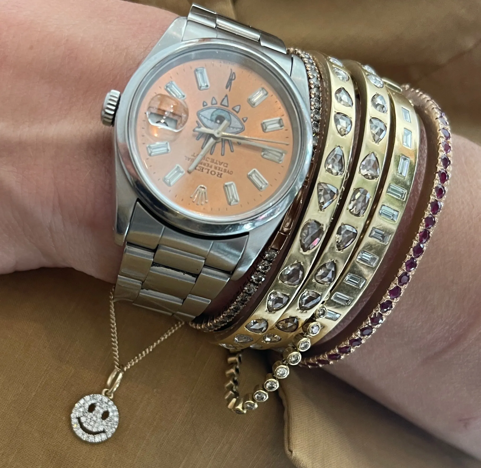 Smiley Watch Charm Bracelet