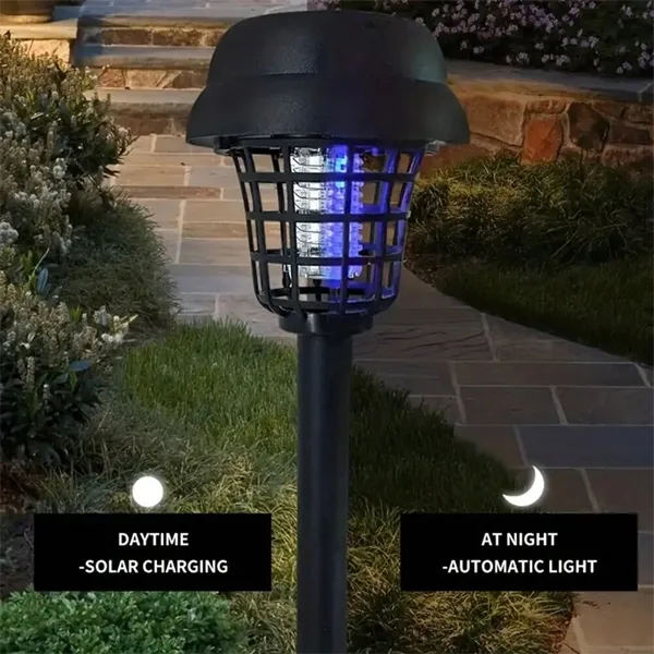 Solar Powered Waterproof Mosquito Killer Lamp  Outdoor Electric Fly Trap & Insect Zapper for Garden & Yard