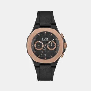 Taper Men's Black Chronograph Leather Watch 1514089