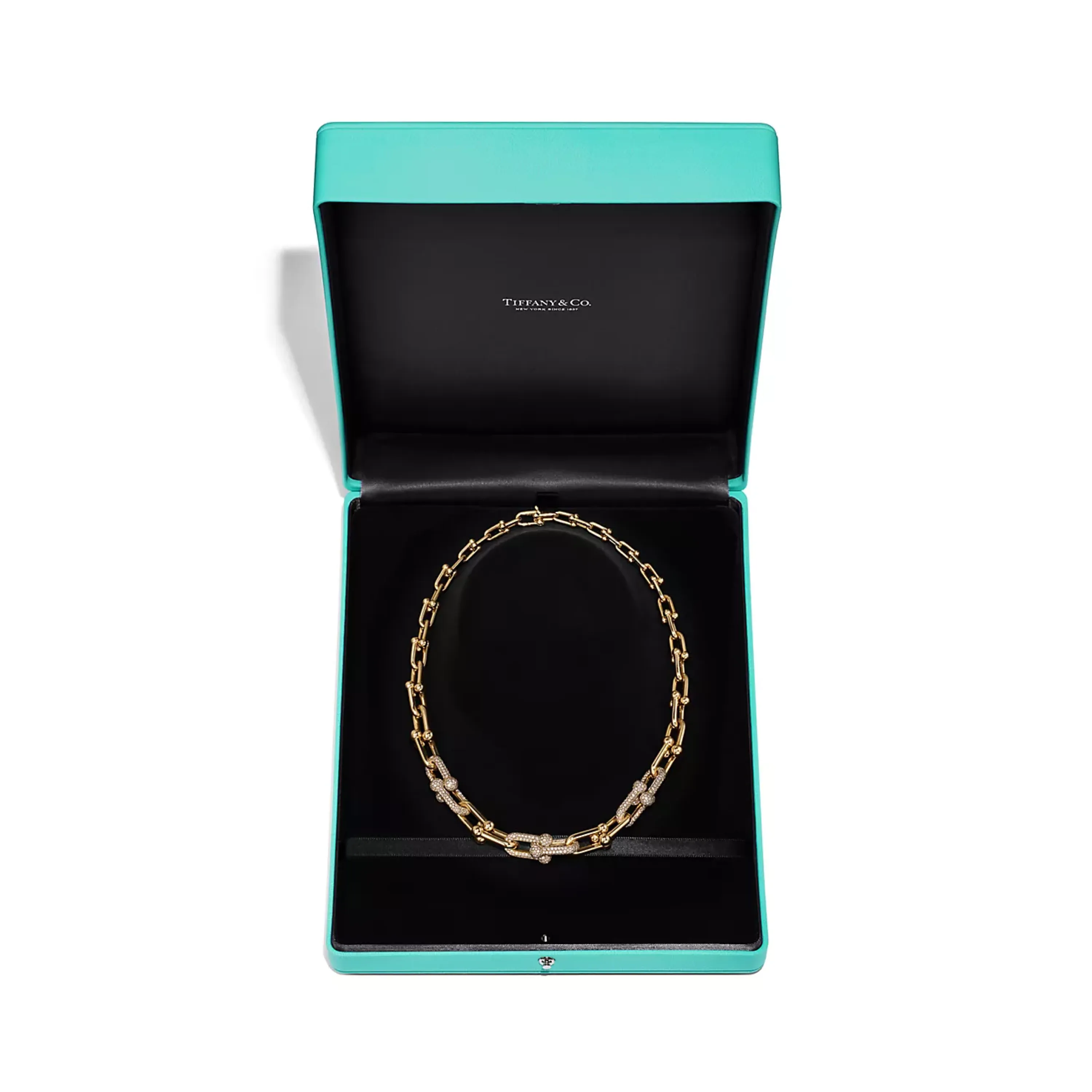 Tiffany HardWear Graduated Link Necklace in Yellow Gold with Pavé Diamonds