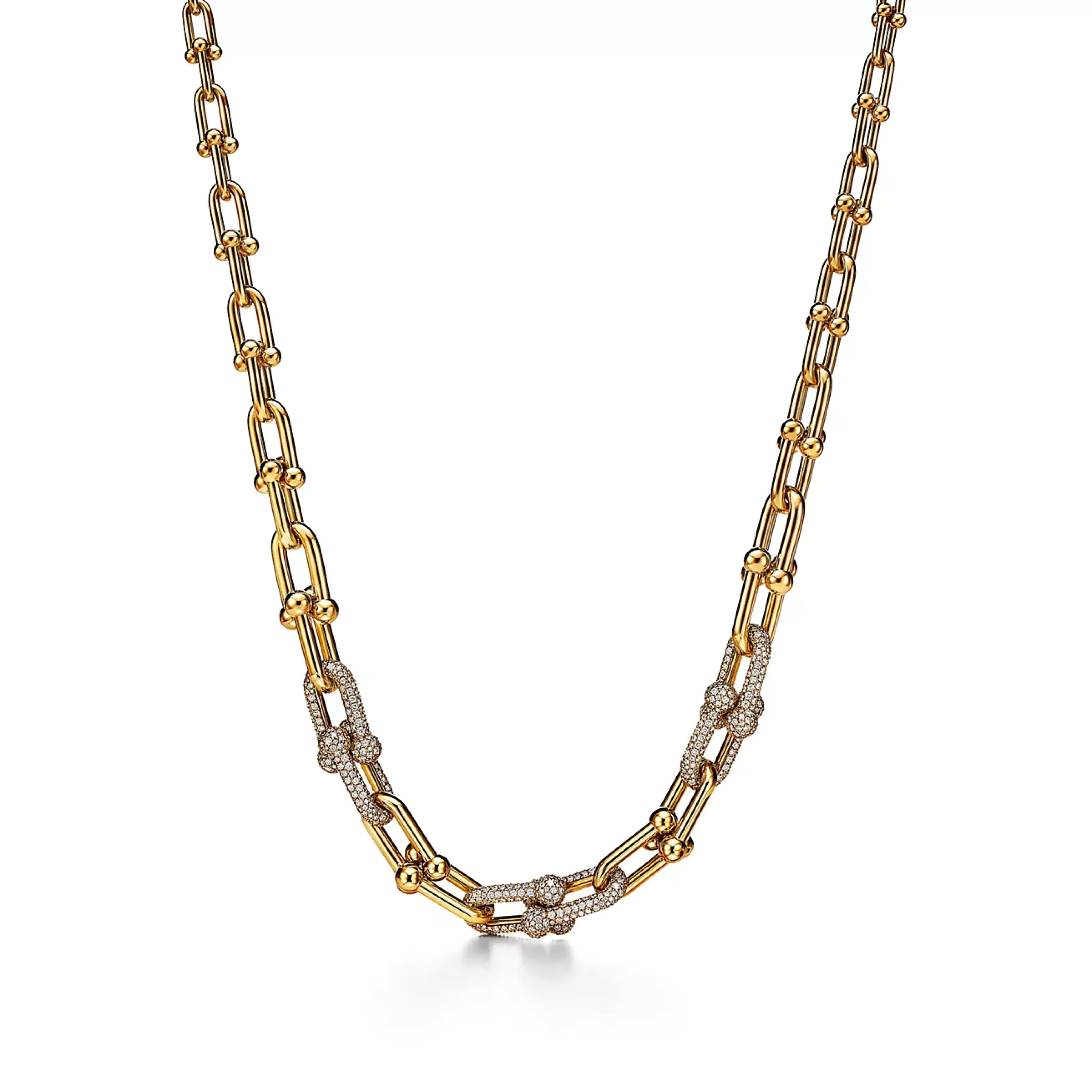 Tiffany HardWear Graduated Link Necklace in Yellow Gold with Pavé Diamonds