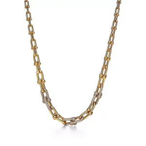 Tiffany HardWear Graduated Link Necklace in Yellow Gold with Pavé Diamonds