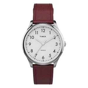 Timex Mens Easy Reader White Dial Claret Wrist Watch - TW2T72200