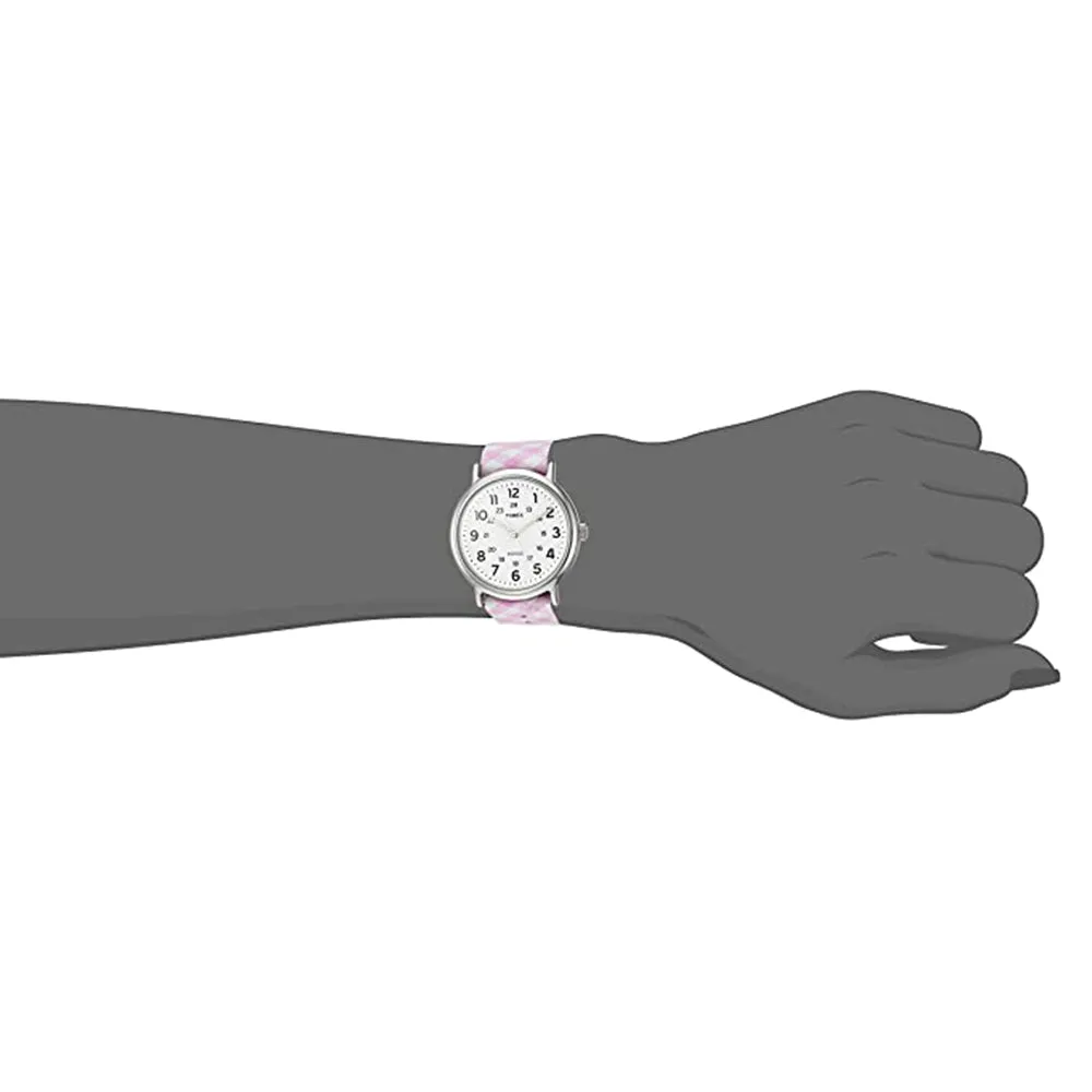 Timex Womens Weekender White Dial Rose Band Sliding Wrist Watch -  TW2R242