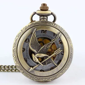 Vintage Unisex Bronze The Hunger Russia Game Necklace Pocket FOB Watch