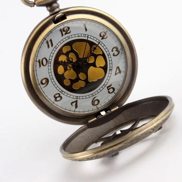 Vintage Unisex Bronze The Hunger Russia Game Necklace Pocket FOB Watch