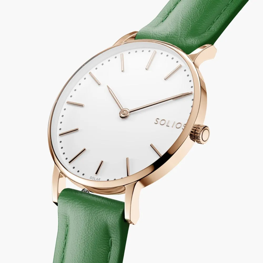 White   Rose Gold Solar Classic (Green Eco Vegan Leather)