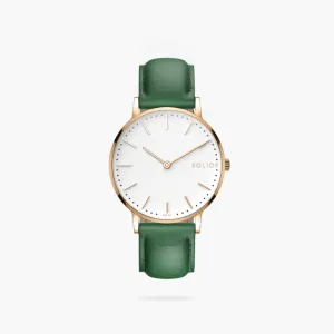 White   Rose Gold Solar Classic (Green Eco Vegan Leather)
