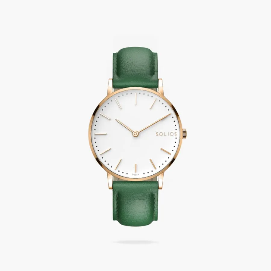 White   Rose Gold Solar Classic (Green Eco Vegan Leather)