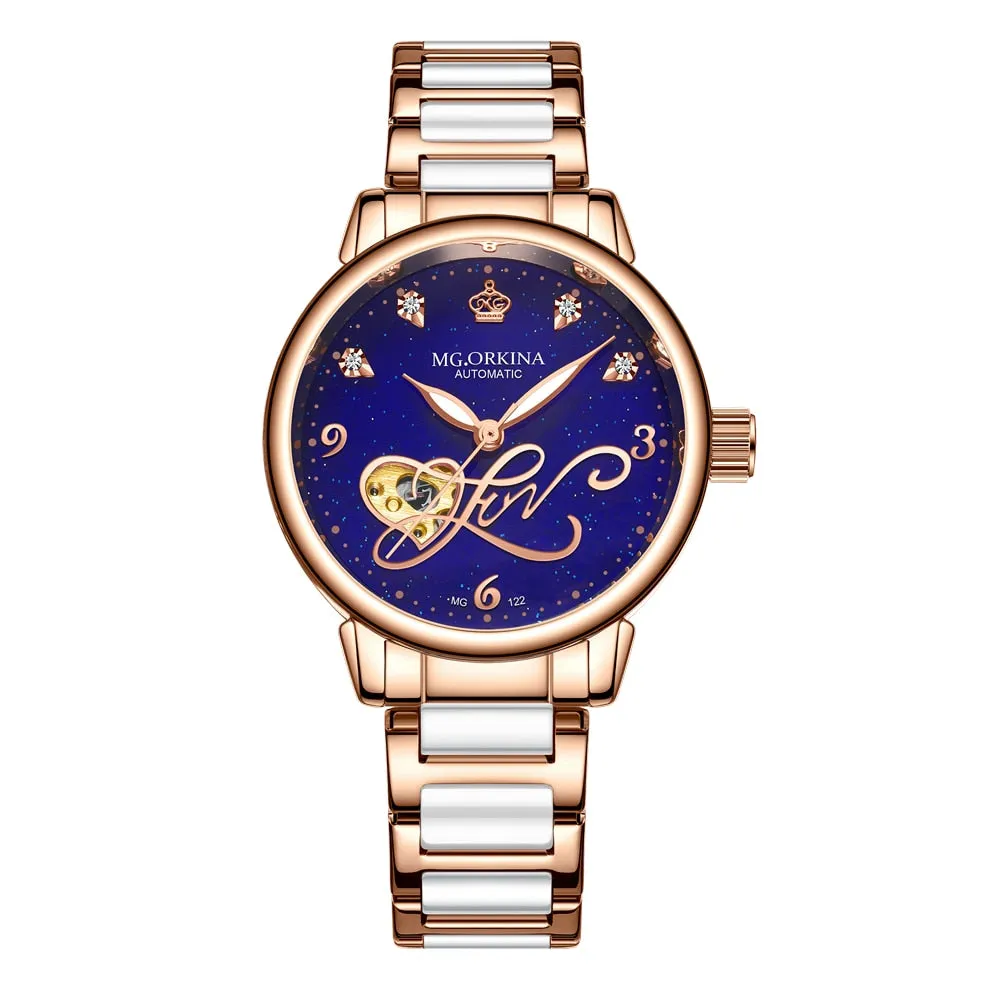 Women's Casual Hollow Steel Strap Luminous Hands Bracelet Wristwatches