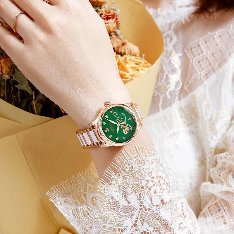 Women's Casual Hollow Steel Strap Luminous Hands Bracelet Wristwatches