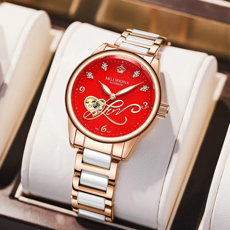Women's Casual Hollow Steel Strap Luminous Hands Bracelet Wristwatches