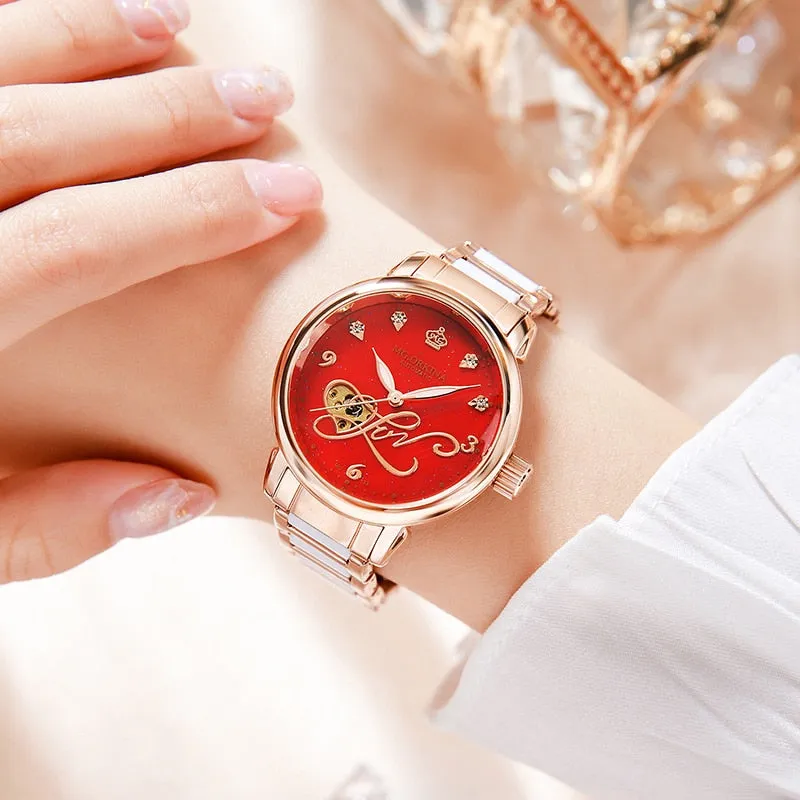 Women's Casual Hollow Steel Strap Luminous Hands Bracelet Wristwatches